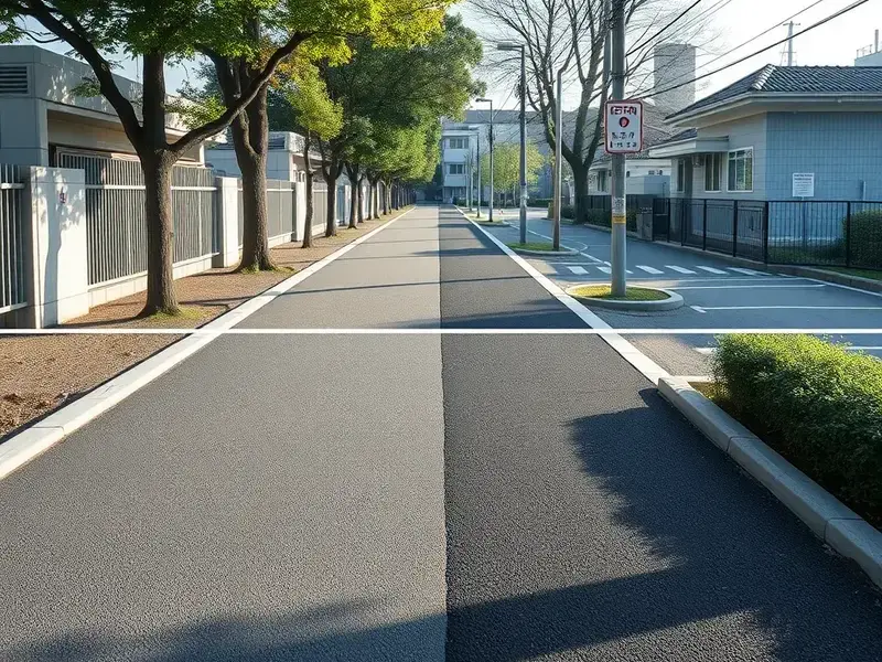 杉並区の学校構内アスファルト道路全面打ち替え工事、広々とした校园の道路が新しく生まれ変わった様子